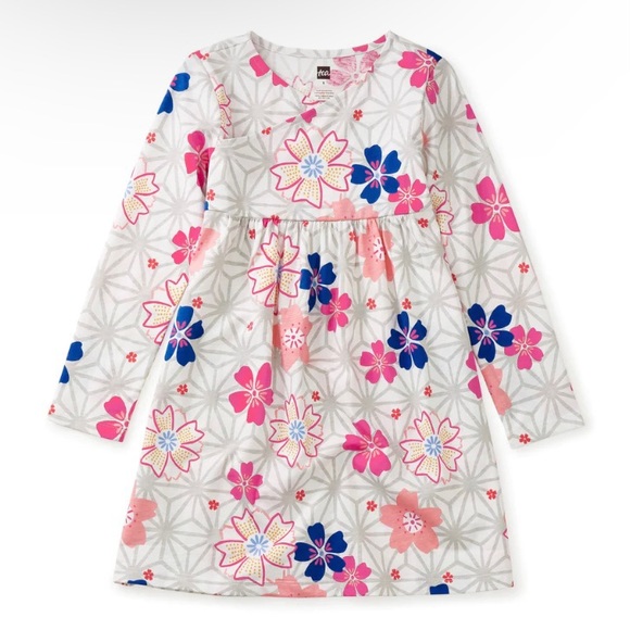 Tea Collection Long Sleeve Wrap Neck Dress - Picture 1 of 7